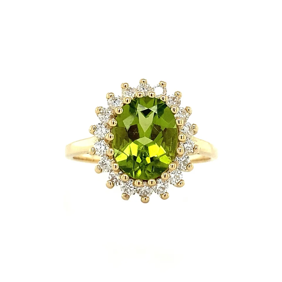 Vintage Lady Di 14K Gold Ring, Lime