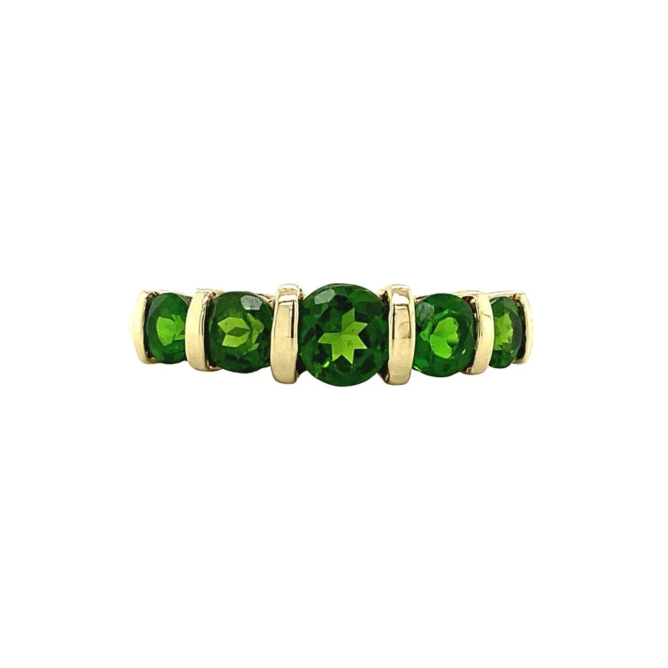 Vintage 9K Gold Half Eternity Ring with Tourmaline