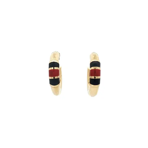 Vintage 18K Gold Stud Earrings with Enamel