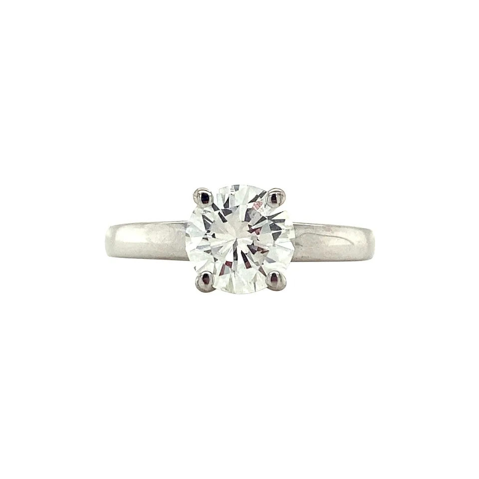Vintage 18K White Gold Solitaire Ring with Diamond 1.39 ct
