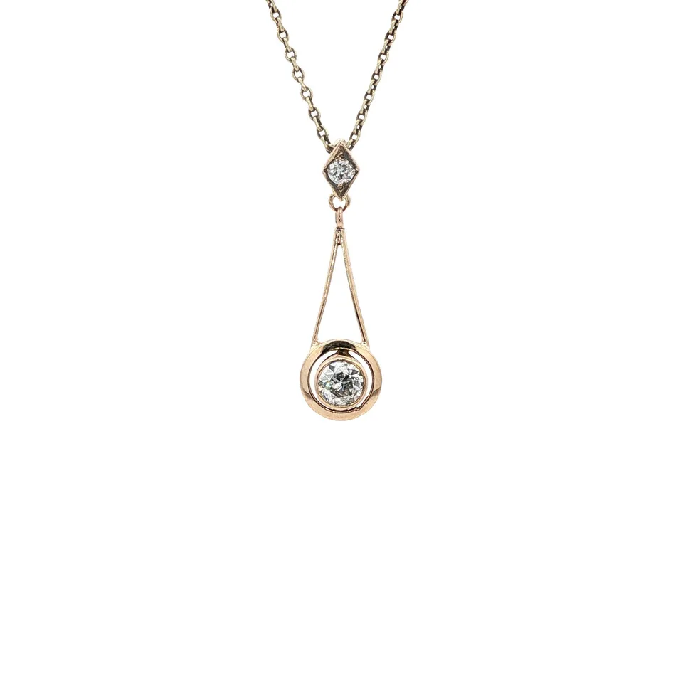 Vintage 12K Gold Pendant with Diamond