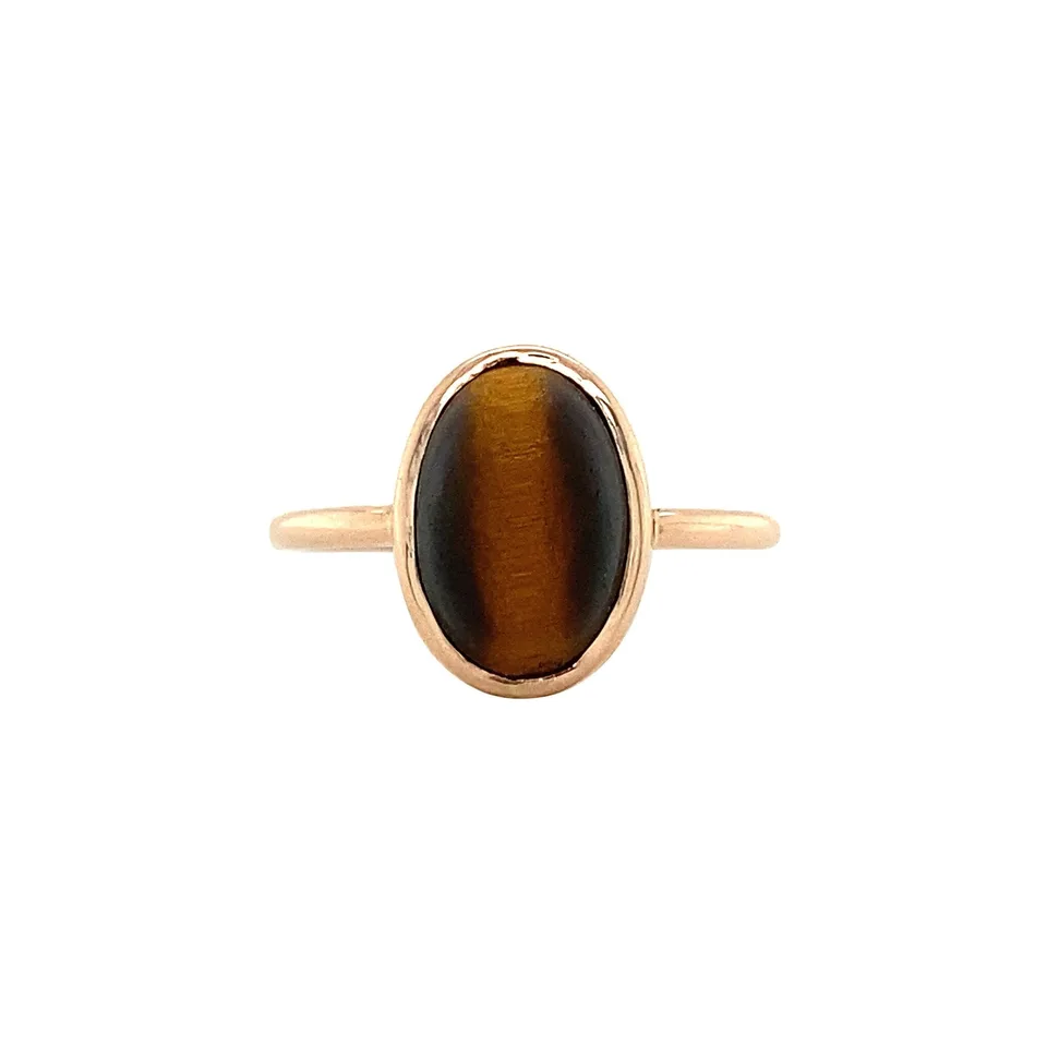 Vintage 9K Gold Ring with Tiger's Eye