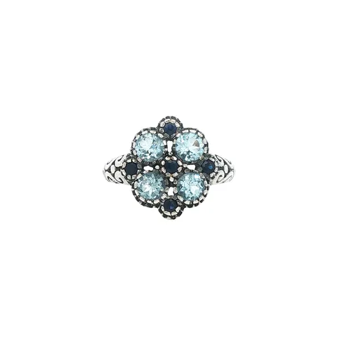 Vintage Sterling Silver Ring with Topaz and Sapphire