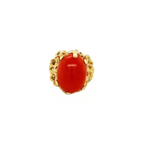 Vintage 14K Gold Ring with Red Coral