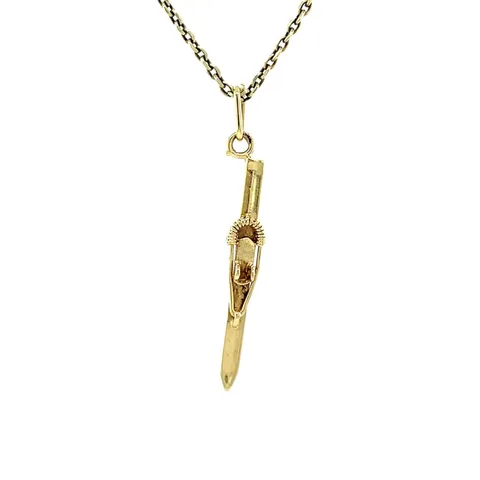 Vintage 14K Gold Cross Country Ski Pendant