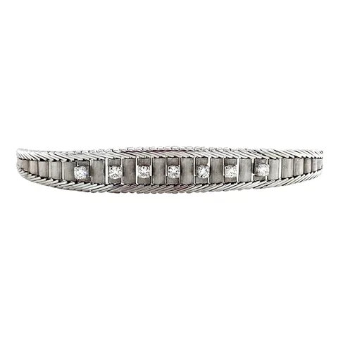 Vintage 14K White Gold Bracelet with Diamond
