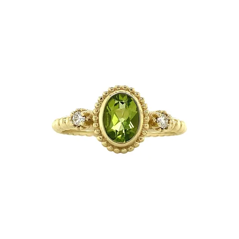 Vintage Pattie 14K Gold Ring, Lime
