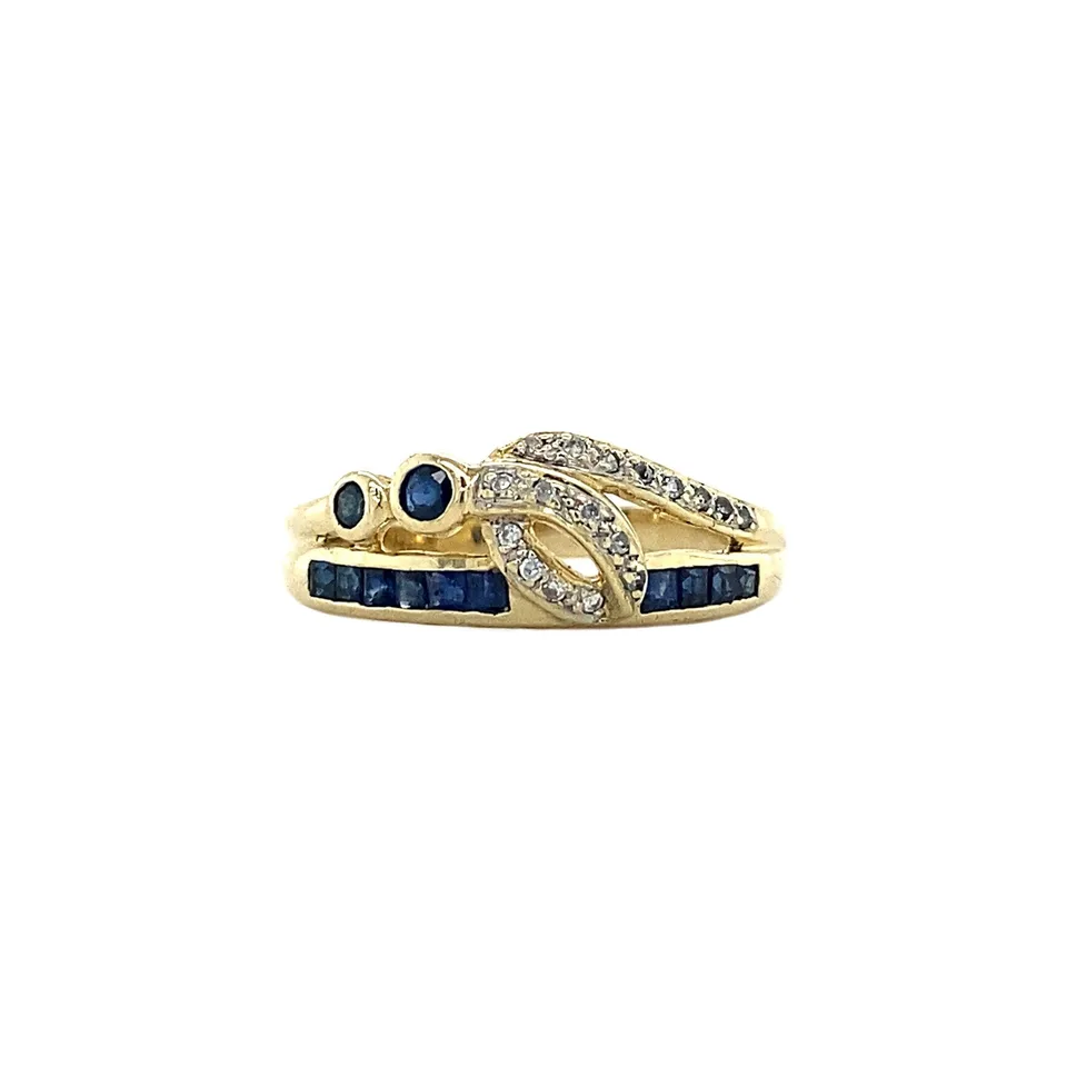 Vintage 14K Gold Ring with Sapphire and Cubic Zirconia