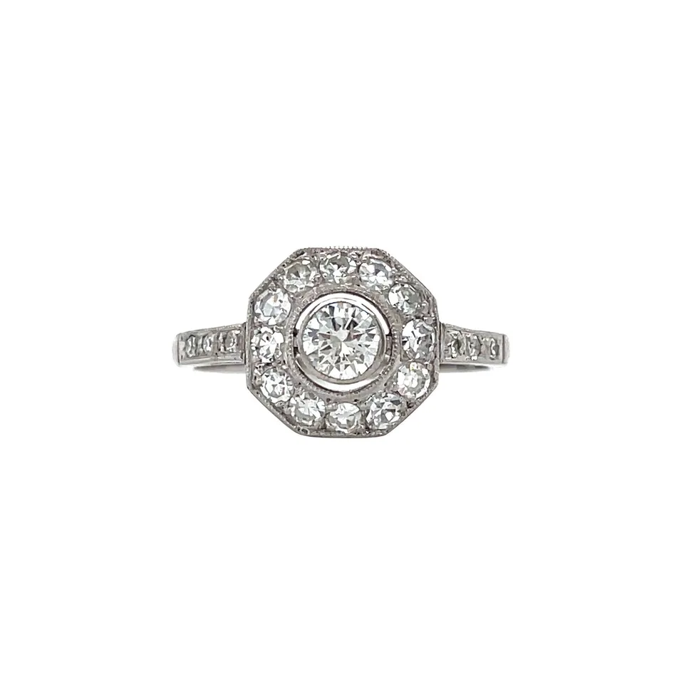 Vintage 14K White Gold Cluster Ring with Diamond