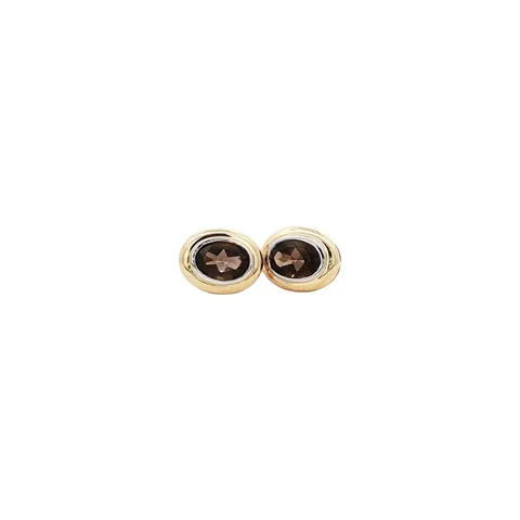Vintage 9K Gold Earrings with Smoky Quartz