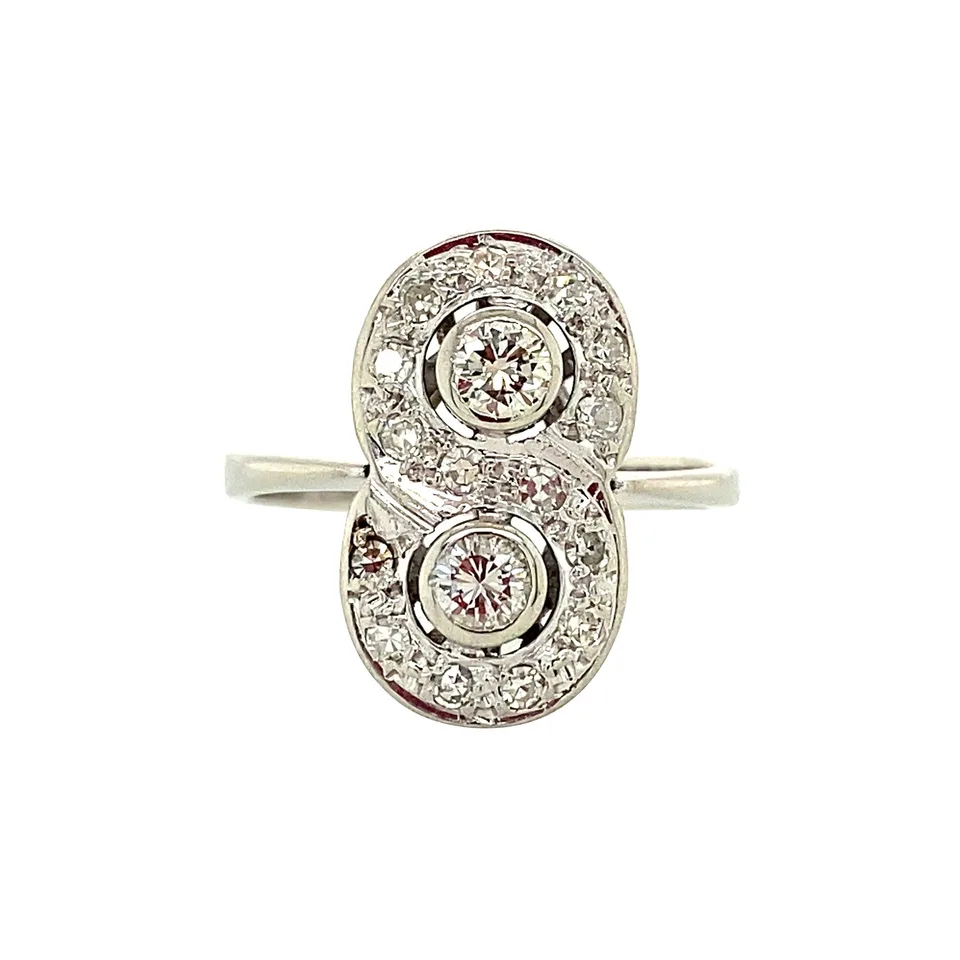 Vintage 14K White Gold Princess Ring with Diamond