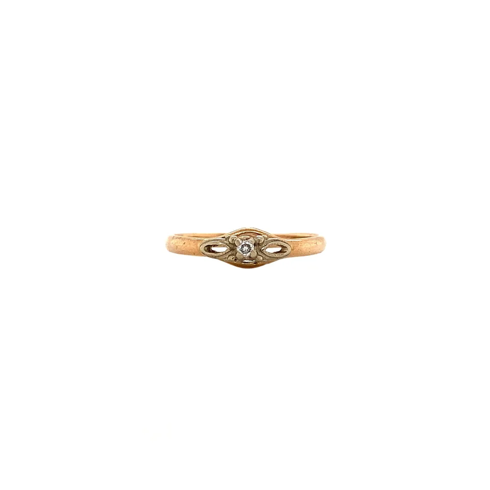Vintage Rose 12K Gold Ring with Diamond