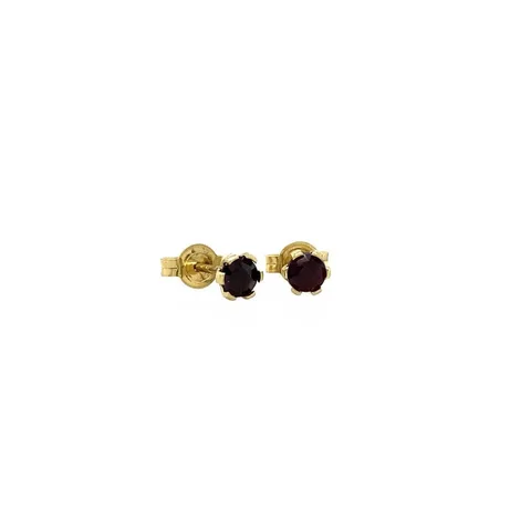 Vintage 14K Gold Stud Earrings with Colored Stone