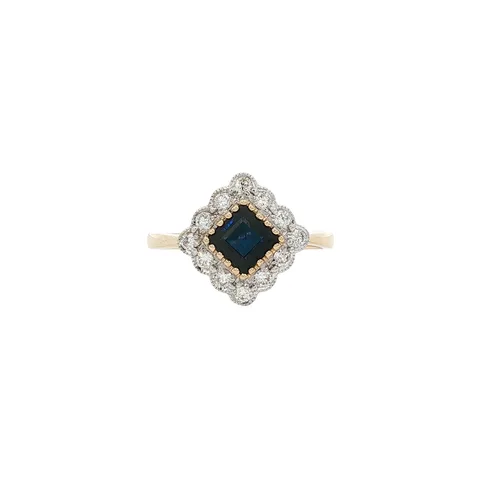 Vintage 14K Gold Ring with Sapphire and Diamond