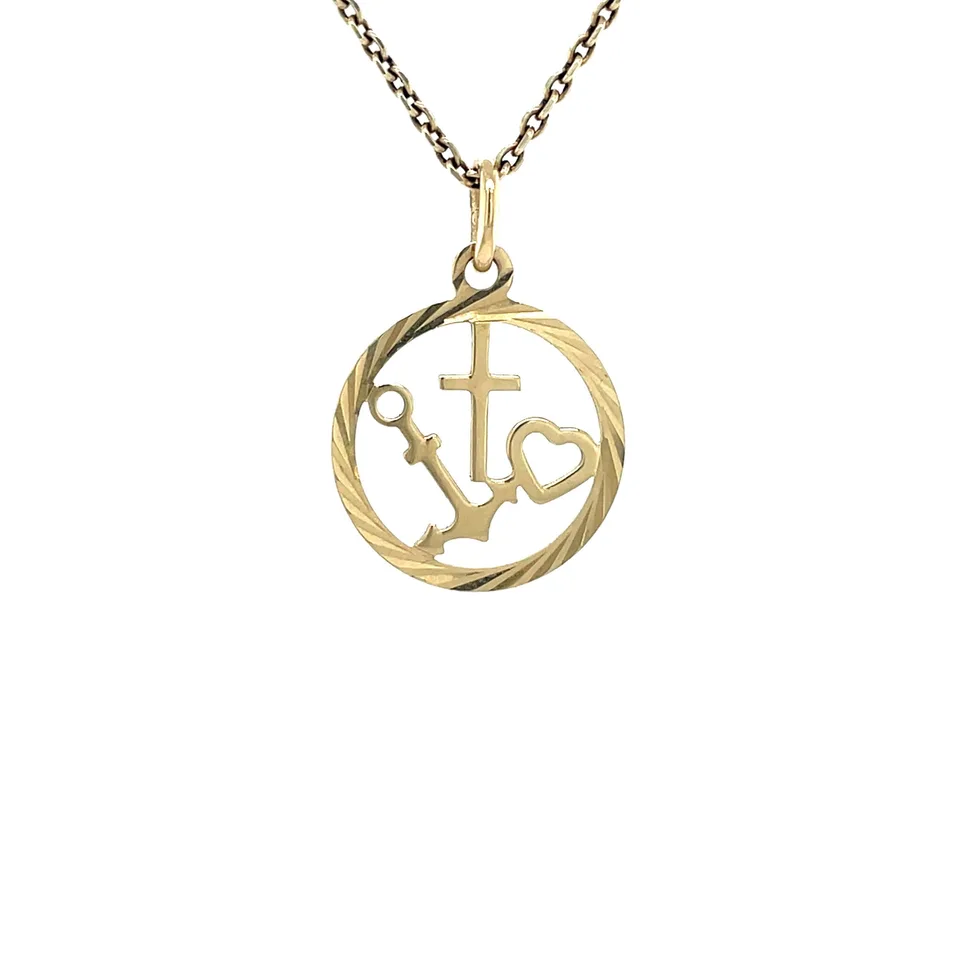 Vintage 14K Gold Faith, Hope and Love Pendant