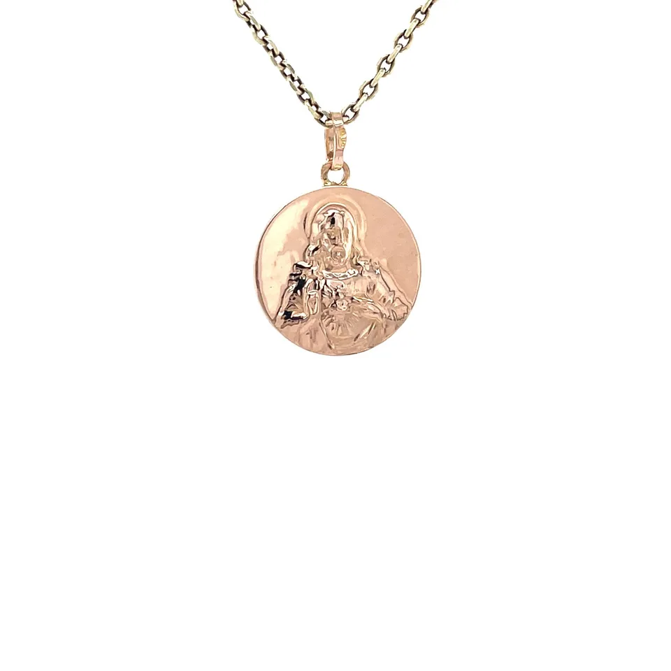 Vintage 14K Rose Gold Pendant with Jozef, Mary and Jesus