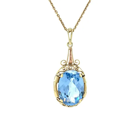 Vintage 14K Gold Pendant with Blue Spinel
