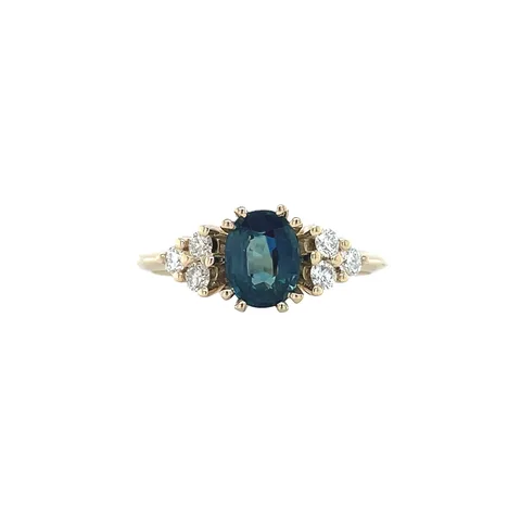 Vintage Audrey 14K Gold Ring, Sapphire