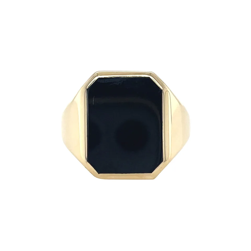 Vintage 14K Gold Signet Ring with Onyx