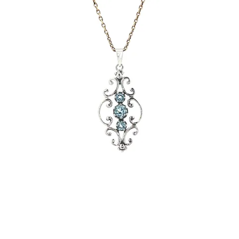 Vintage Sterling Silver Pendant with Blue Topaz