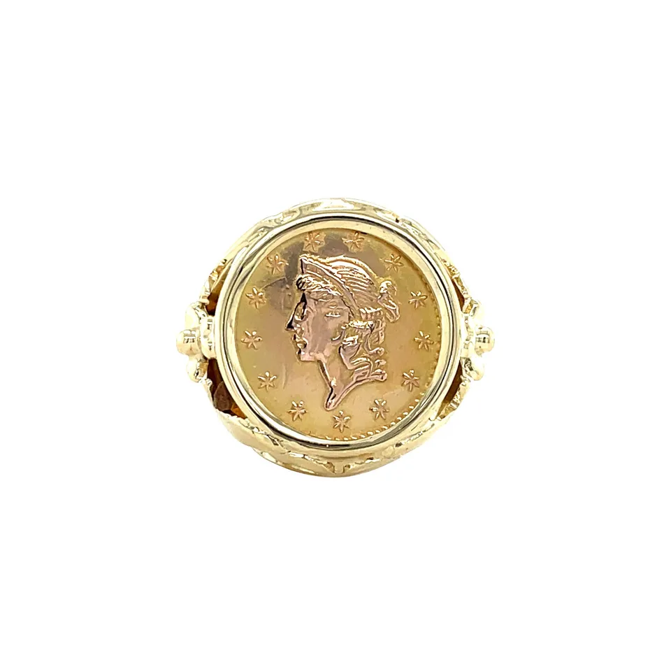 Vintage 14K Gold Coin Ring