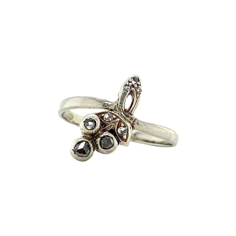 Vintage 14K White Gold Ring with Rose Cut Diamond