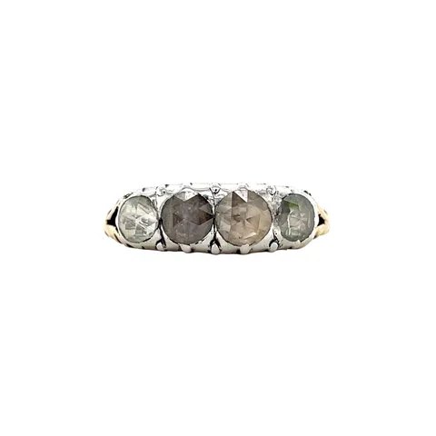 Vintage 14K Gold Half Eternity Ring with Rose Cut Diamond