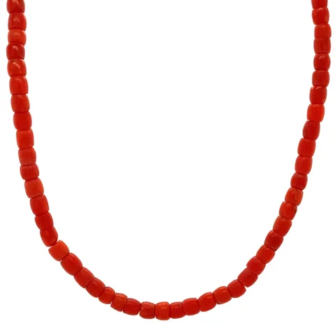 Vintage Red Coral Necklace with 14K Gold Clasp 38 cm