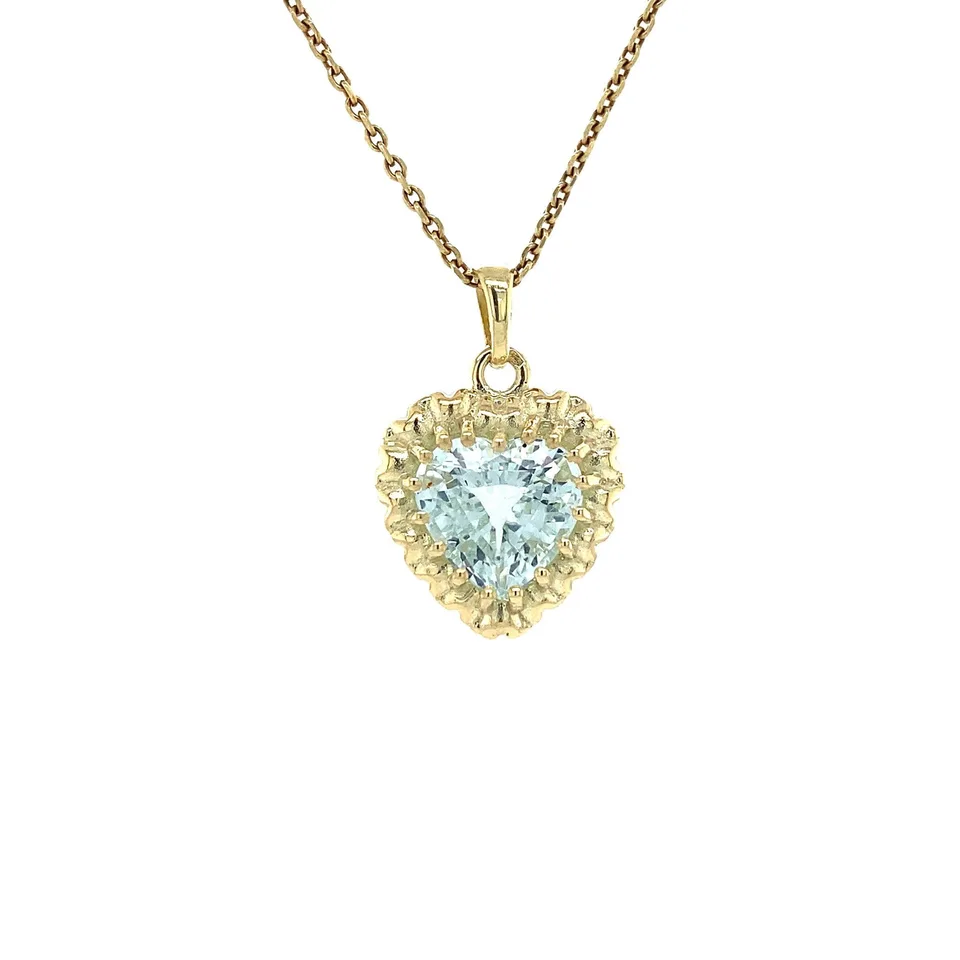 Vintage Sophia 14K Gold Pendant, Aqua