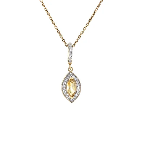Vintage 14K Gold Pendant with Cubic Zirconia and Citrine