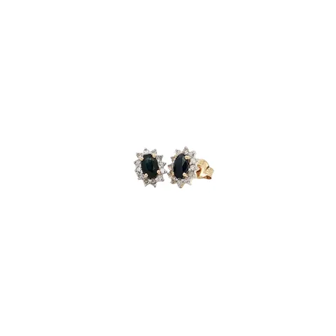 Vintage 9K Gold Earrings with Sapphire and Diamond