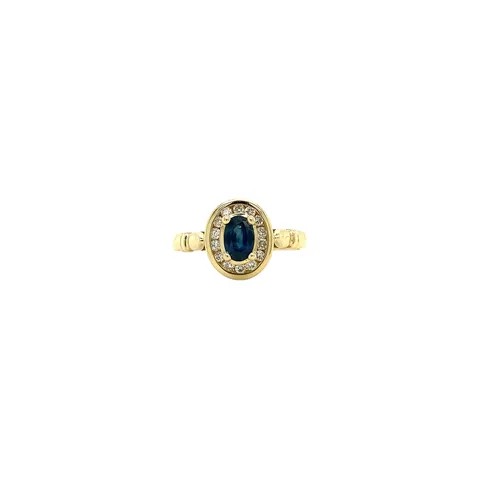 Vintage 14K Gold Ring with Sapphire and Diamond