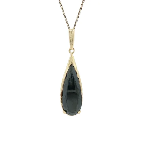Vintage 14K Gold Pendant with Hematite