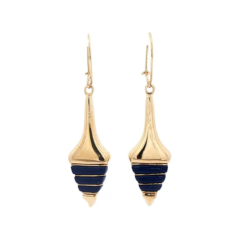 Vintage 14K Gold Drop Earrings with Lapis Lazuli