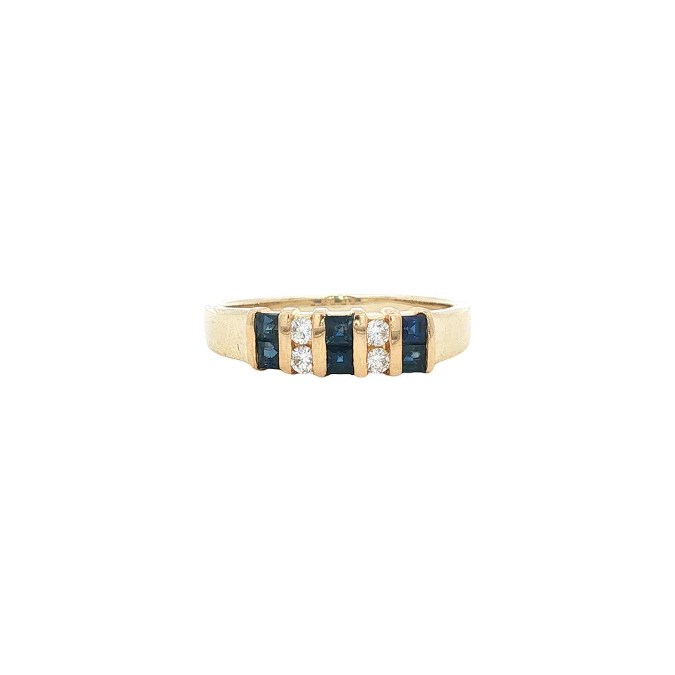 Vintage 14K Gold Ring with Sapphire and Diamond