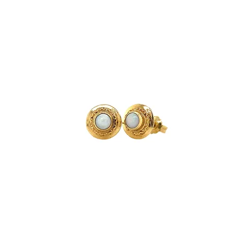 Vintage 14K Gold Stud Earrings with Opal