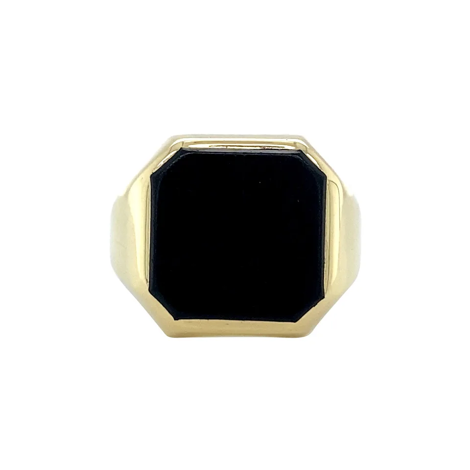 Vintage 14K Gold Signet Ring with Onyx