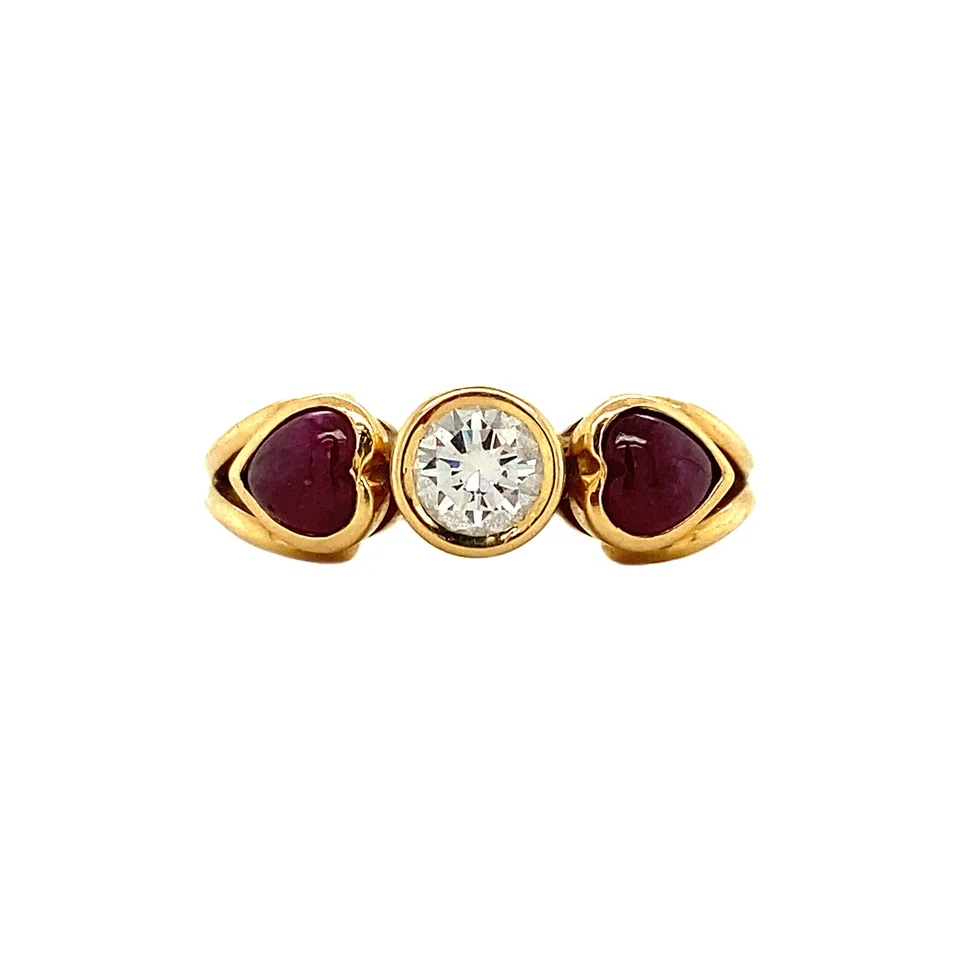 Vintage 18K Gold Ring with Diamond and Ruby