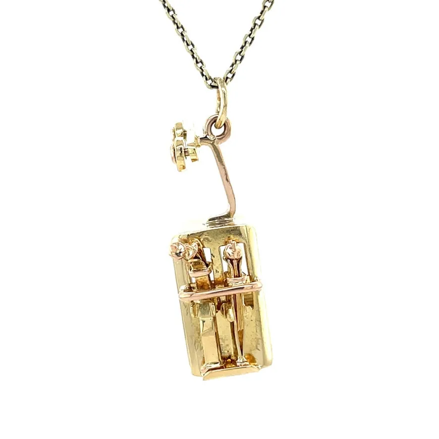 Vintage 18K Gold Skilift Pendant