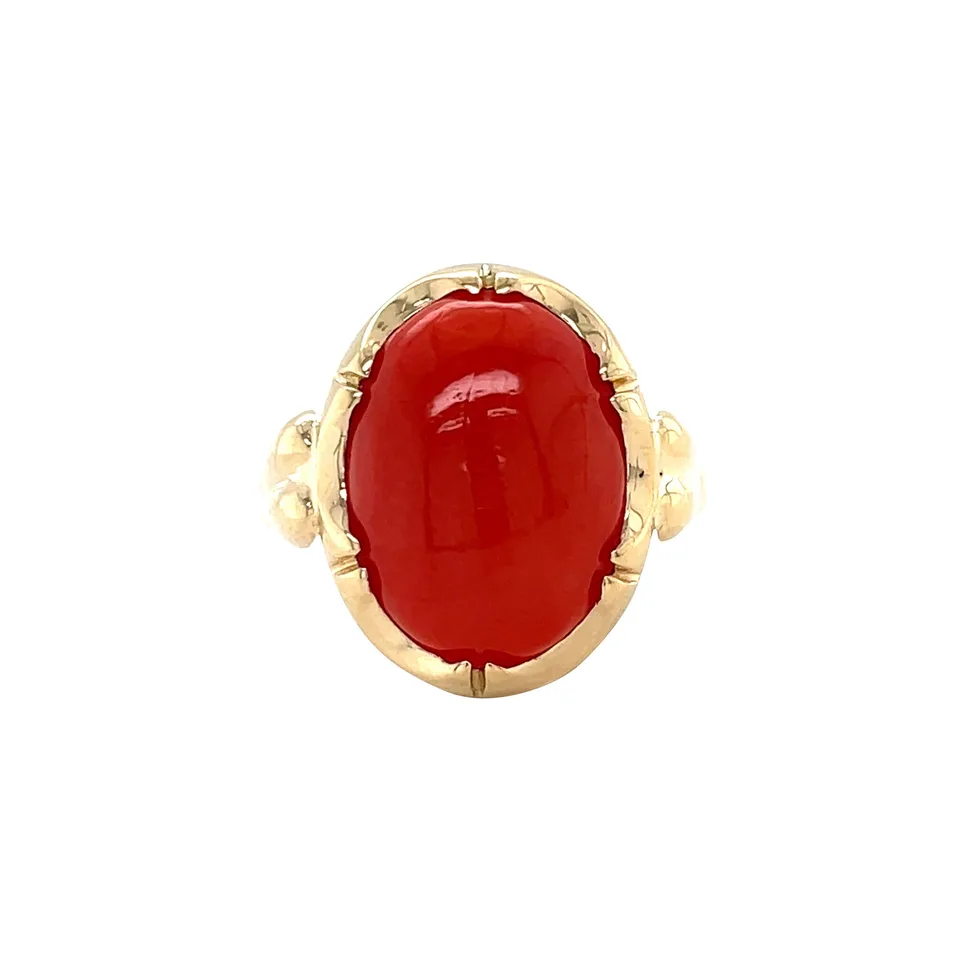Vintage 14K Gold Ring with Red Coral
