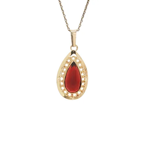 Vintage 14K Gold Pendant with Garnet