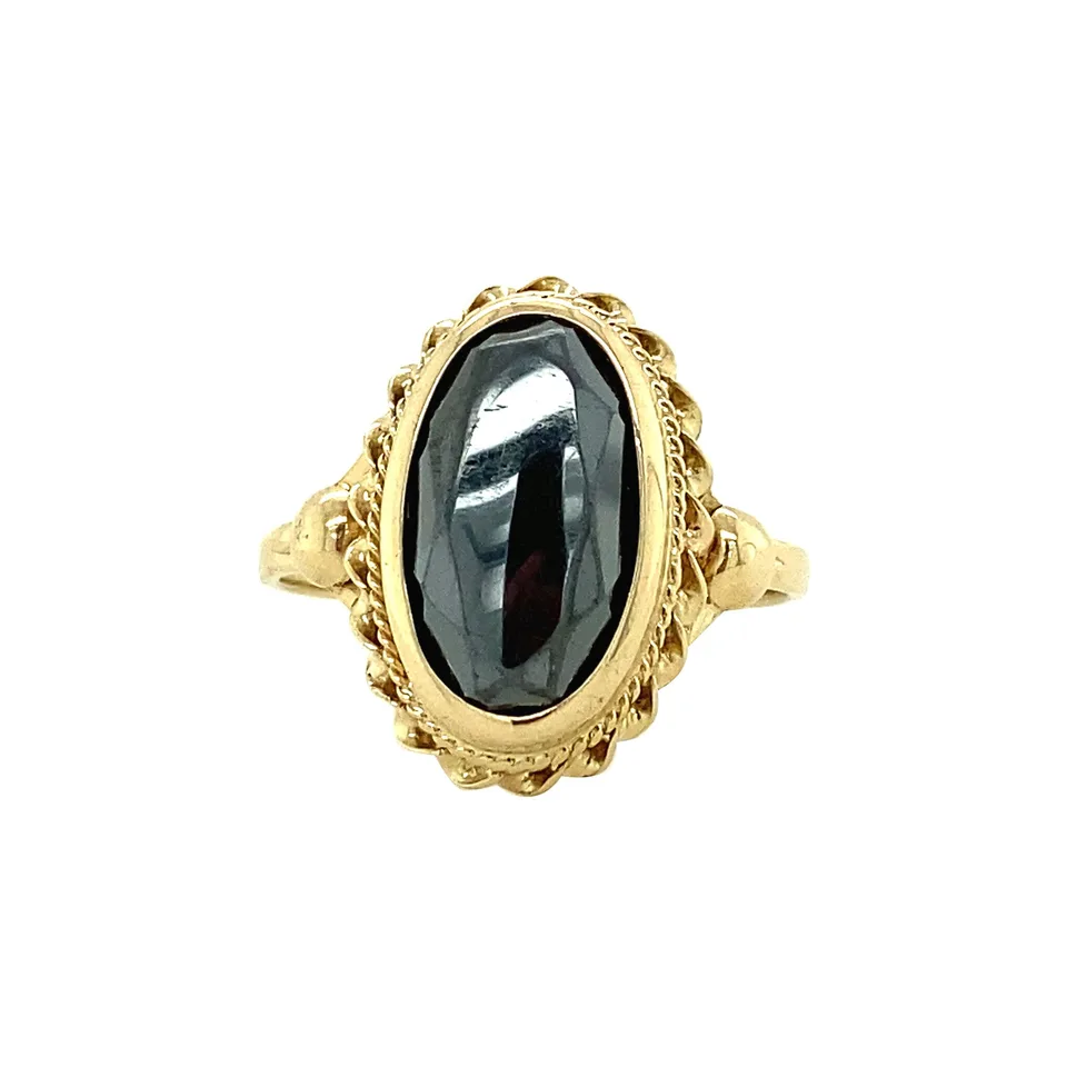 Vintage 14K Gold Ring with Hematite