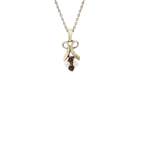 Vintage 14K Gold Pendant with Garnet and Pearl