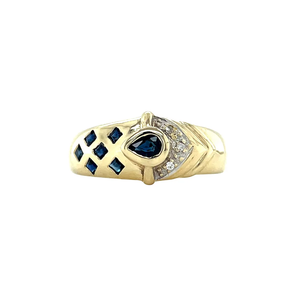 Vintage 14K Gold Ring with Sapphire and Diamond
