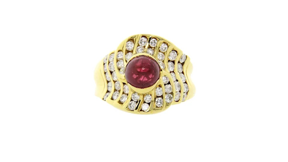 Vintage 18K Gold Ring with Ruby and Diamond