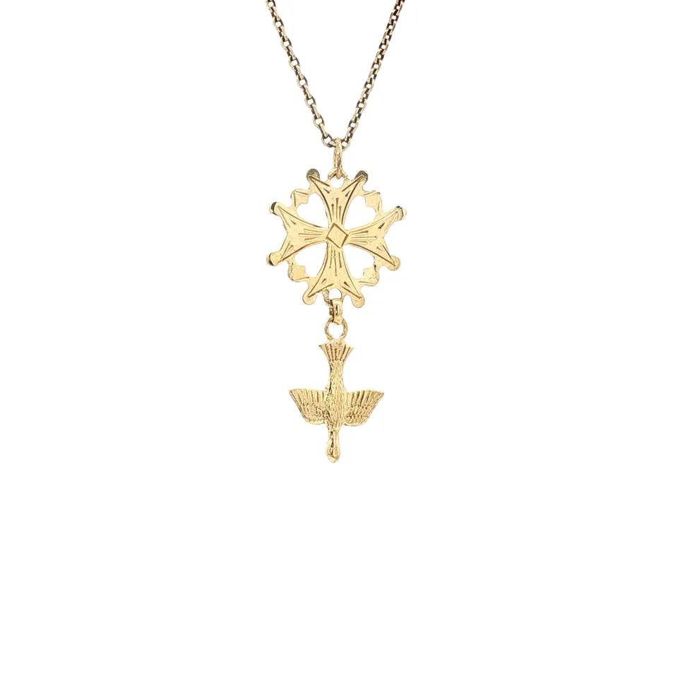 Vintage 14K Gold Hugenotenkruis Pendant