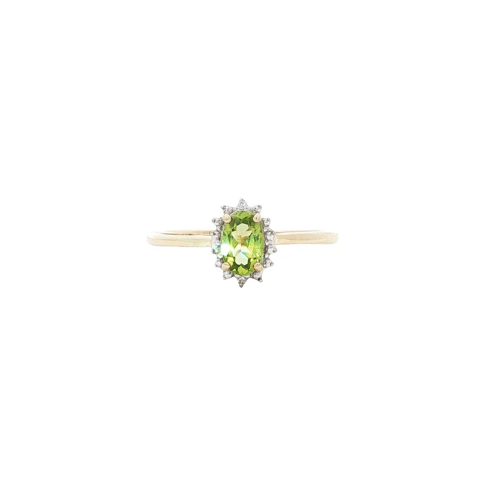 Vintage 9K Gold Ring with Peridot and Diamond