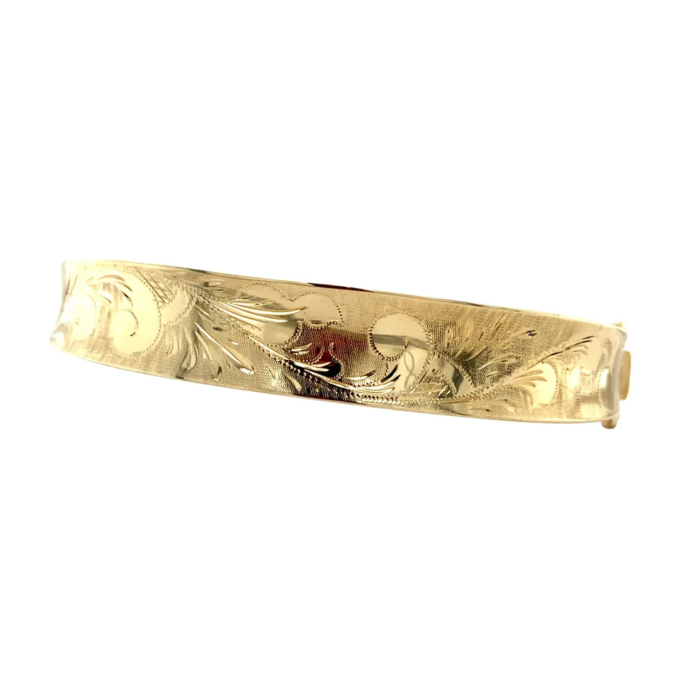 Vintage 14K Gold Bangle with Engraving