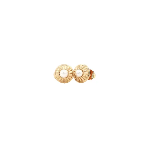 Vintage 14K Gold Stud Earrings with Pearl