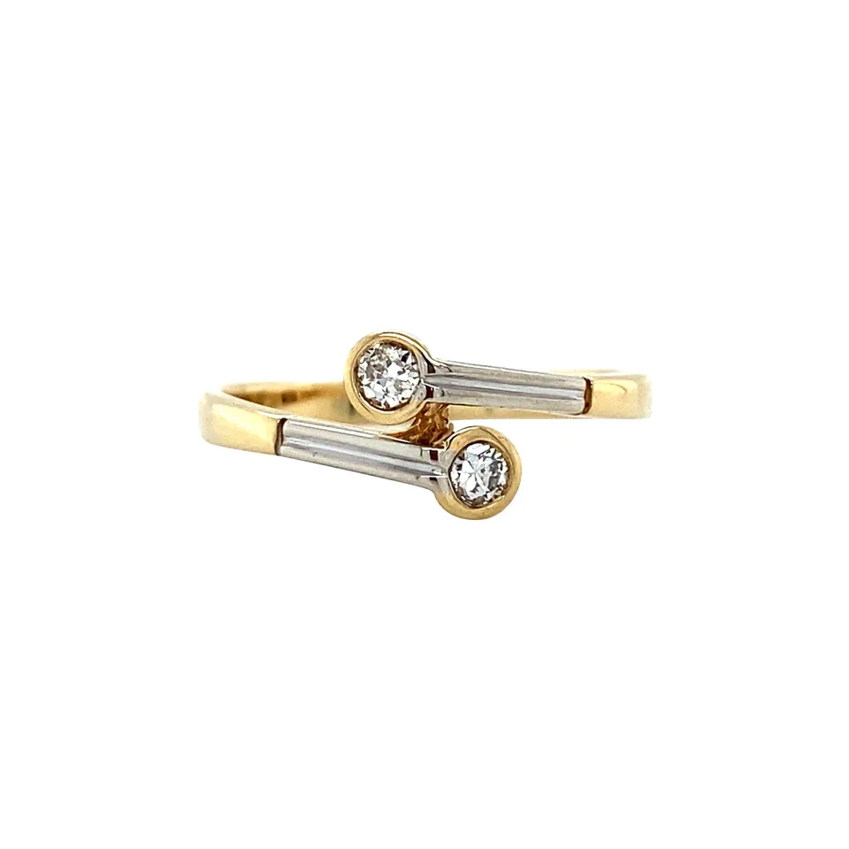 Vintage 14K Two Tone Gold Ring with Diamond